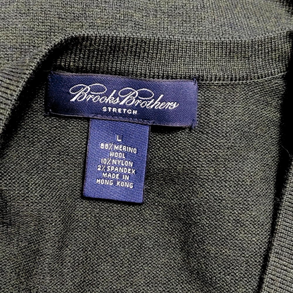 Brooks Brothers EUC Mens L Merino Wool Mix V Neck Sweater - Picture 5 of 5